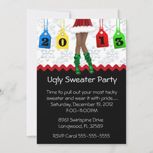 Chic Holiday/Kerstfeest Ugly Sweater Party Kaart (Voorkant)