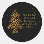 Chic Holiday Leopard Tree Design Ronde Sticker (Voorkant)