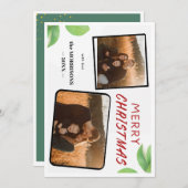 Chic Holly Berries Joyeux Noël 2 Carte photo (Devant / Derrière)