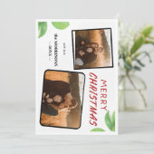 Chic Holly Berries Joyeux Noël 2 Carte photo (Debout devant)