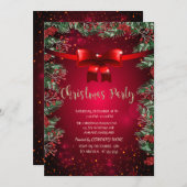 Chic Holly Berries Red Bow Company kerst Kaart (Voorkant / Achterkant)