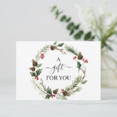 Chic Holly Berry & Leaves Wreath Gift Certificate (Staand voorkant)