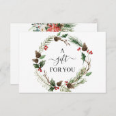 Chic Holly Berry & Leaves Wreath Gift Certificate (Voorkant / Achterkant)