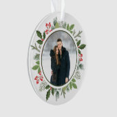 Chic Holly Wreath 2 Sided Couple Photo Christmas (devant)
