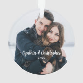 Chic Holly Wreath 2 Sided Couple Photo Christmas (dos)