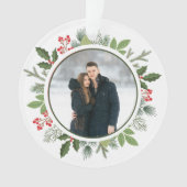 Chic Holly Wreath 2 Sided Couple Photo Christmas (devant)