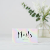 Chic holografische regenboog eenhoorn nagels scrip visitekaartje (Staand voorkant)