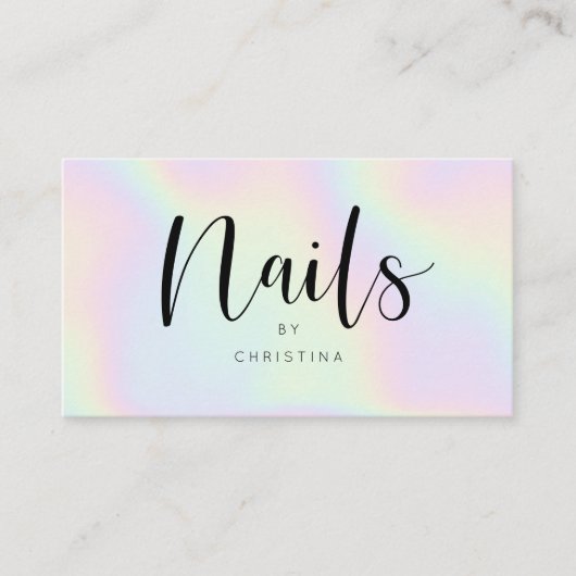 Chic holografische regenboog eenhoorn nagels scrip visitekaartje (Voorkant)