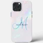 Chic Holographic Iridescent Monogram Case-Mate iPhone Case (Achterkant)