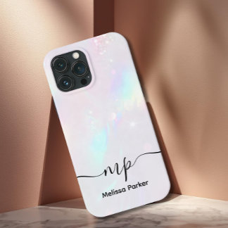 Chic Holographic Iridescent Monogram iPhone 13 Pro Max Hoesje