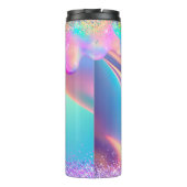 Chic holographic unicorn dripping glitter monogram thermosbeker (Achterkant)