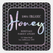 Chic Holographique Honeycomb Honey Étiquette Apièr (Devant)