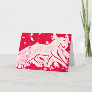 Chic Horse White roze Red  Bedankkaart