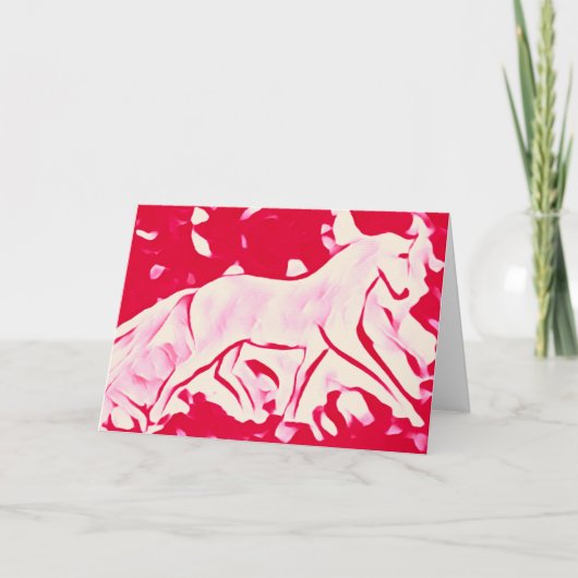 Chic Horse Wit Roze Rood Bedankkaart (Voorkant)