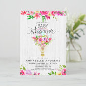 Chic Hot Air Balloon Baby Girl Shower Invitation (Debout devant)