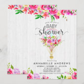 Chic Hot Air Balloon Baby Girl Shower Invitation (Devant / Derrière)