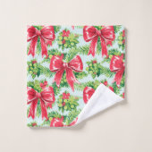 Chic hot pink and green Christmas preppy towels (Gant de toilette)