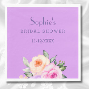 Chic Hot Pink Bright Rozen Floral Vrijgezellenfees Servet