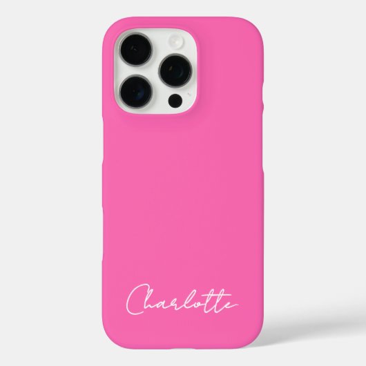 Chic Hot Pink Custom Name Script Case-Mate iPhone Case (Achterkant)