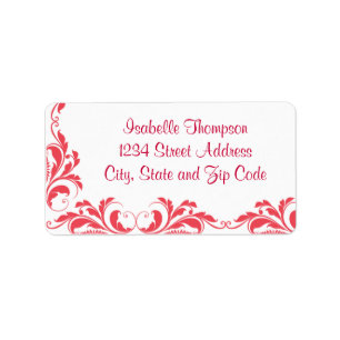 Chic Hot Pink Damask Flourish Border Etiket