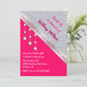 Chic Hot Pink et Silver Sweet 16 Invitation (Debout devant)