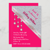 Chic Hot Pink et Silver Sweet 16 Invitation (Devant / Derrière)