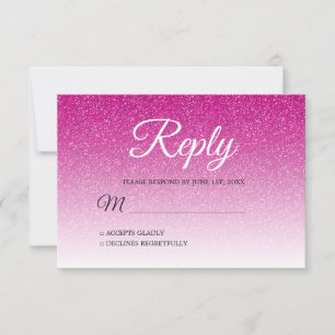 Chic Hot Pink Glitter Ombre RSVP Kaart
