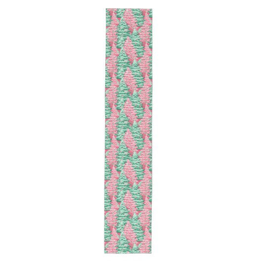 Chic hot pink green preppy Christmas table runner Medium Tafelloper (Voorkant)