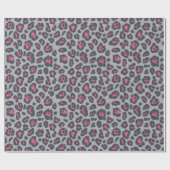 Chic Hot Pink Grey Leopard Print Patroon Cadeaupapier (Vlak)