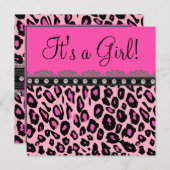 Chic Hot Pink Leopard Baby shower Kaart (Voorkant / Achterkant)