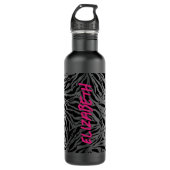 Chic Hot Pink Naam op Zebra Print Waterfles (Voorkant)