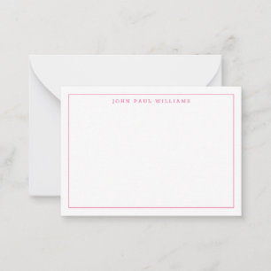 Chic Hot Pink Professional Simple Thin Border Notitiekaartje