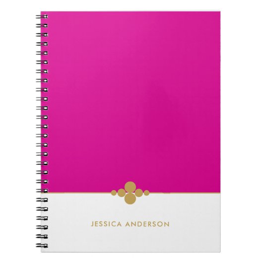 Chic Hot Pink White Gold Personalized Notitieboek (Voorkant)
