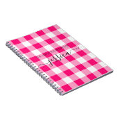 Chic hot roze gingham script naam recept notitieboek (Rechterzijde)