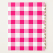 Chic hot roze gingham script naam recept planner (Achterkant)