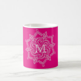 Chic Hot roze mandala monogram 11 oz Klassieke Mok