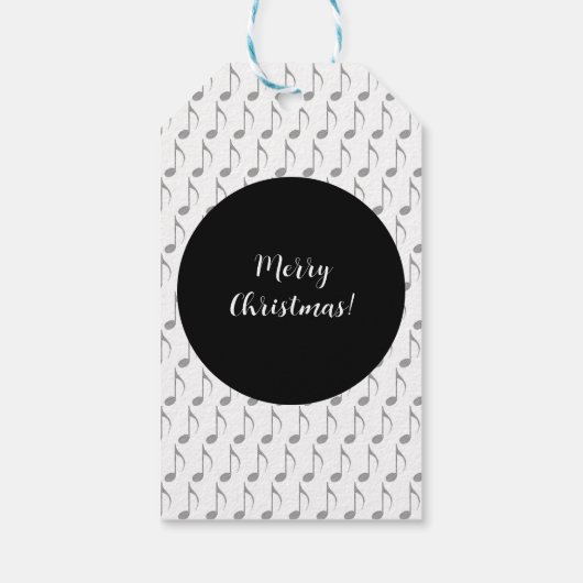 Chic Houndstooth Musical Notes Merry Kerstry Cadeaulabel (Achterkant)