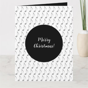 Chic Houndstooth Musical Notes Merry Kerstry Kaart
