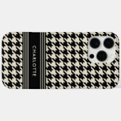 Chic Houndstooth Patroon Naam Zwart Off-White Case-Mate iPhone Case (Achterkant (horizontaal))