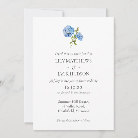 Chic Hydrangea Couple Photo Faire-part de mariage (Devant)
