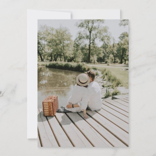 Chic Hydrangea Couple Photo Faire-part de mariage (Dos)