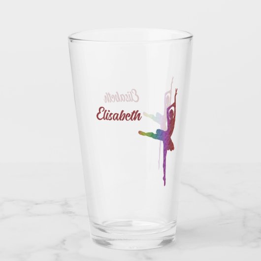 Chic "I Love Ballet" Silhouette Ballerina Verre (Devant)