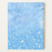 Chic ice blue ombre glitter druppelt monogram note planner (Achterkant)