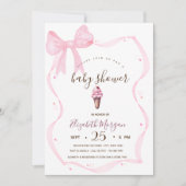 Chic Ice Cream Bow Gestreept Baby shower Kaart (Voorkant)