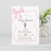 Chic Ice Cream Bow Gestreept Baby shower Kaart (Staand voorkant)
