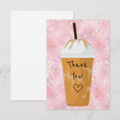 Chic Iced Koffee Bling Roze Bedankkaart (Voorkant / Achterkant)