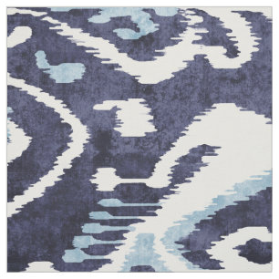 Chic indigo blue en white ikat tribale patronen stof