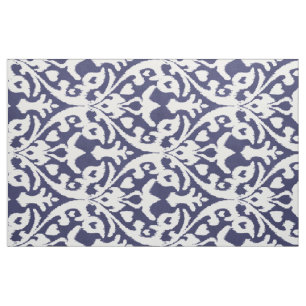 Chic indigo blue en white ikat tribale patronen stof