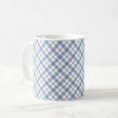 Chic Indigo Blue Preppee Check Coffee Mug (Devant gauche)