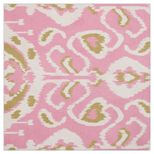 Chic indigo goud- en roze ikat tribale patronen stof